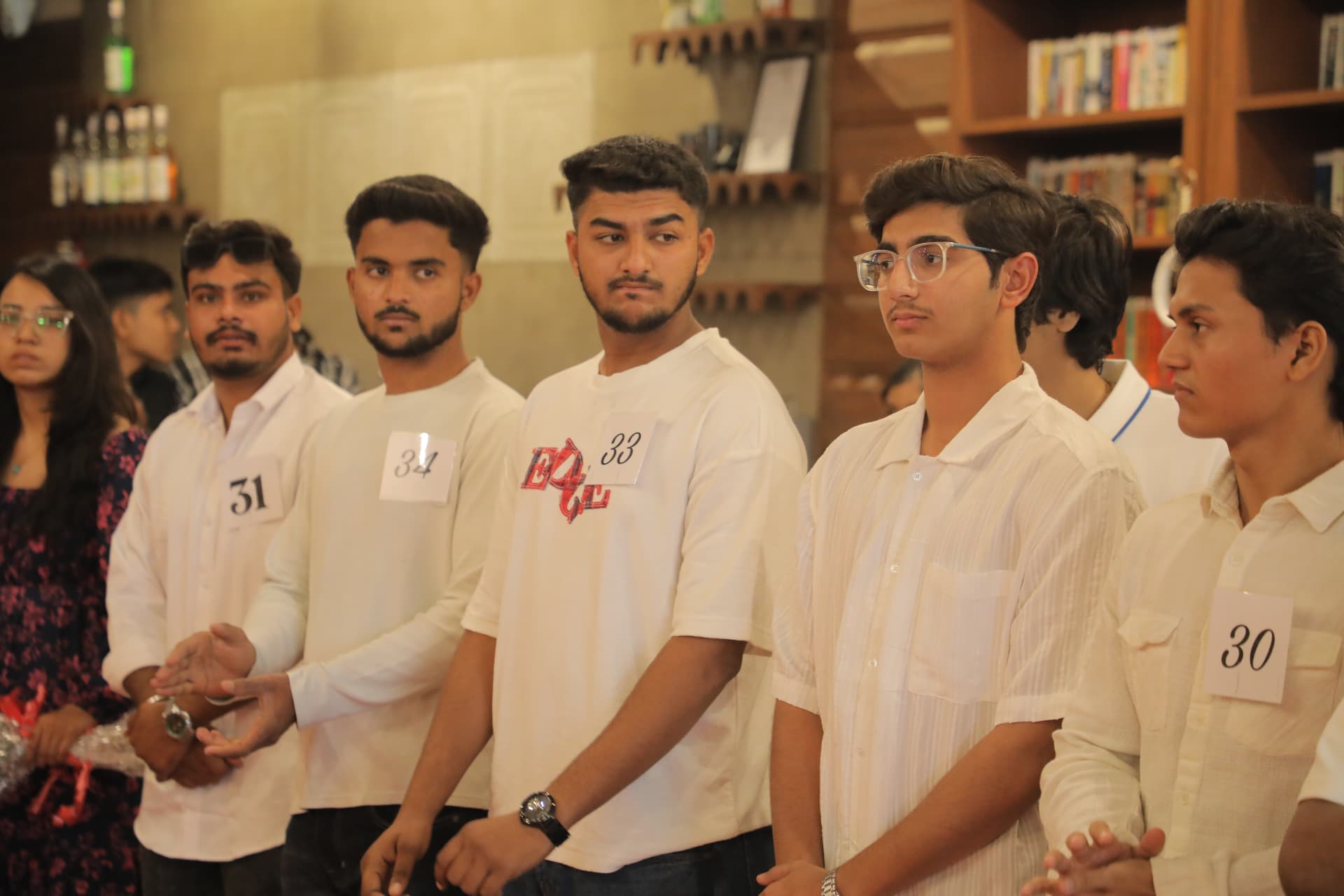 Male contestants lined up at the Fashion Holic audition